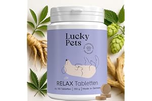 Lucky Pets Beruhigungstabletten für Hunde 150 Stück – Mit L-Tryptophan, Baldrian und Hanfsaat – Für Stress, Angst, Silvester und Reisen – Beruhigungsmittel für Hunde – Made in Germany