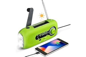 JeaTone Radio de Emergencia, portátil con manivela, Radio Dinamo, Am/FM, 2000 mAh, Linterna LED de 4 Modos, Alarma SOS para Exteriores, Campamento, Senderismo, Viajes, luz de Lectura LED, Carga USB