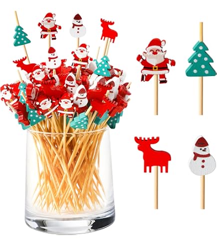 100 Stuzzicadenti Decorativi A Forma Di Rosa In Bambù – Lunghi 11,9 Cm, Per Aperitivi, Feste, Matrimoni E San Valentino (Rosso) - 5
