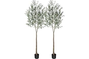 CROSOFMI Drzewo Oliwne Sztuczne 210 cm Duże Wysokie Sztuczne Rośliny z Jedwabiu Oliwnego Wewnątrz w Doniczkach Sztuczna Tropikalna Duża Sztuczna Roślina Odpowiednia do Domowego(2 Pack)