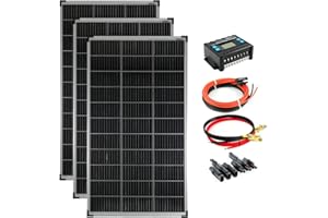 SOLARTRONICS Solar Set 3x 140W monokristalline Solarmodul + 20A Laderegler blau + Solarkabel + Batteriekabel + Solarstecker Photovoltaik Inselanlage