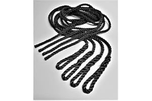 ROTA MARINE 8mm 1mt 3strand Fender lines rope fender tie Polyester spliced whipped stitched Ready to use (Black, Pieces: 8)