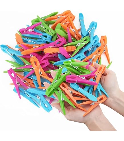 PATIKIL 100 Mollette Per Bucato In Plastica Colorate, Trasparenti 35 Mm – Clip Per Foto Con Presa Forte, Appendiabiti Per Vestiti E Decorazioni Fai Da Te - 5