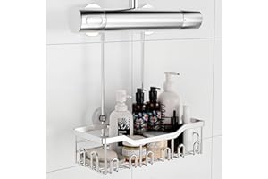 JOLY FANG Półka prysznicowa do zawieszenia, regał prysznicowy do zawieszenia, armatura prysznicowa, kosz prysznicowy bez wiercenia, uchwyt do szamponu, bateria mieszakowa (kolor srebrny)