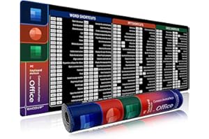 excovip Large Mouse Pad XL, Office Shortcut Mouse Pads, Extended Computer Mouse Pad/Desk Mat with Stitched Edges for Word/Excel/PPT (800x300mm) 0060