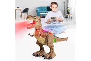 BAZOVE Dinosaur Toys for Boys, 2.4Ghz Remote Control Dinosaur with 360 Rotation Stunt, LED Light & Sound, Electric T-rex Dinosaur Robot Toy, Gifts for Kids 3 4 5 6 7 8 Years Old