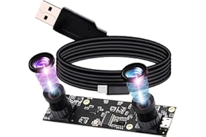 G Doppelobjektiv USB Kameramodul 1080p 30fps Webcam Board Modul,2MP Dual Objektiv USB mit Kamera,2Megapixel FHD 1/3" AR0330 Webkamera 100Grad Web Cam Windows Android Mac Linux Raspberry Pi Web Kamera