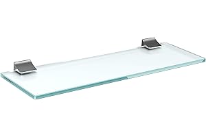 bijon Glasregal Glasablage Wandregal Glas Bad-Regal Glas Badezimmer Regal Badablage Ablageregal - 8mm Hartglas, 70 x 15 cm, Milchglas + Halterung D - Edelstahl Optik
