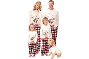 DOUUCO Weihnachts Familie Pyjama Set, Passendes Weihnachten Schlafanzug Paar Set, Weihnachtspyjama Langärmelige Hose Christmas Nachtwäsche Winter Geteilter Home Pyjama Partner Set Für Damen Herren Kinder