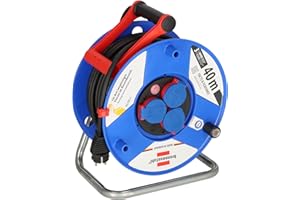 ‎BRENNENSTUHL Brennenstuhl Garant IP44 Gewerbe-/Baustellen-Kabeltrommel, 40m - Spezialkunststoff (Baustelleneinsatz und ständiger Einsatz im Außenbereich, Made in Germany) blau