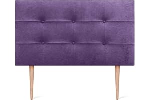 DHOME Cabecero, Cabezales de Cama Capitoné hasta el Suelo. Cabezal tapizado ACUALINE Tela y Polipiel. Cabeceros de Cama Matrimonio e Individual (Tela Lila, 95x115cm con Patas (Camas 70/80/90))