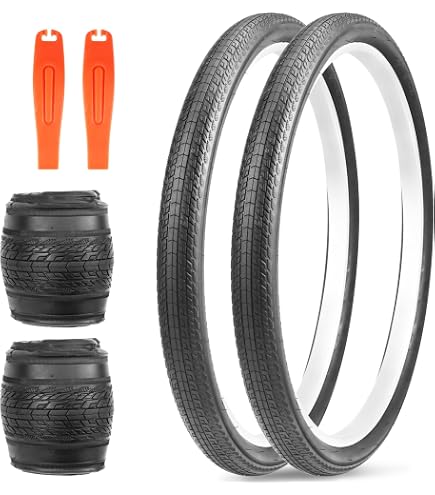 Lot De 2 Pneus 24x1,75 + 2 Chambres à Air Schrader – Vélo De Ville, Graziella, Fabriqué Aux Pays-Bas, Blanc/noir