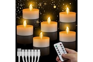 daphomeu Bougie Chauffe Plat LED Rechargeable - Jaune Chaud - Sans Flamme - Avec Télécommande - Fonction Minuterie - Bougies LED Pour Mariages, Fêtes, Halloween, Noël