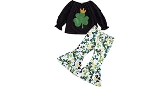 N&B COLLECTION Girls Clothes Ruffle Long Sleeve Top + Check Pants Outfit Set 2 Pcs 2-6T