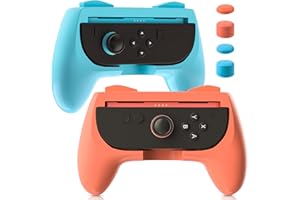 FANPL Manopole per Nintendo Switch 2 Joy Con Controller, design ergonomico per Switch 2 Joycons Impugnatura con 2 tappi per pollice (confezione da 2) (blu-arancione)