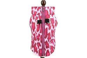 SMALLLEE_LUCKY_STORE Abrigo de Invierno para Perros y Gatos pequeños, Chaqueta con Anillo en D, niño, niña, Mascota, Cachorro, cómodo, Acolchado, sin tirones, Ropa de Chihuahua, Leopardo Rosa, XL