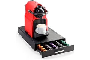JUPPLIES Soporte Capsulas Compatible con Nespresso – Dispensador y Porta Capsulas con Cajón Organizador para Cafetera - Almacenamiento de 50 Cápsulas de Café, 23.1x37.8x5.1 cm