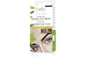 ‎DELIA COSMETICS Delia Cosmetics - Farba Pudrowa do Brwi - Brązowa – Efekt Do 4 Tygodni Na Włoskach I Do 2 Tygodni Na Skórze - Zawiera Chnę I Basmę - 4g