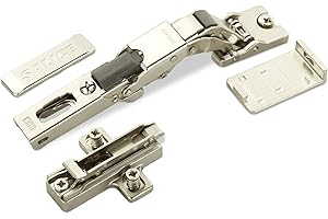 2 x Salice Universalscharnier für Glastür oder Spiegeltür 110° inkl. Kreuz-Montageplatte Höhe 6 mm mit Euroschrauben, Exzenterverstellung, Möbelscharniere mit Abdeckkappen