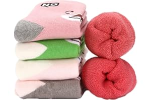 Alxad 5 paires Chaussettes Chaudes Hiver Enfant épaisses Polaire Chaussette Thermiques Socquette en Coton pour Garçons Filles