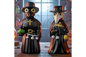 GW Box 2 Pcs Plague Doctor Figurines Halloween Plague Doctor Ornament Gothic Resin Decor Spooky Crow Statues for Halloween Indoor Home Decor