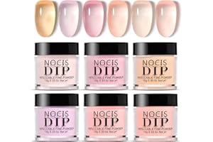 NLFOX Milky Jelly Nail Dipping Powder Set - 6 Translucent Nude Pink Colors - No Lamp Needed - DIY French Manicure Kit