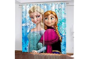 SMNVCKJ Frozen ELSA Tenda oscurante in tessuto impermeabile, per cameretta dei bambini, stampa digitale 3D, 100% poliestere (4,183 × 160 cm)