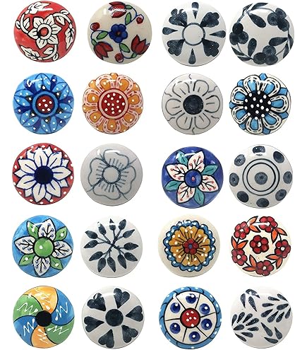 Boutons De Meubles - ZVD - Lot De 10 - Céramique - Vintage - Bleu