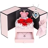 Collana Con Rosa Eterna Rossa Stabilizzata E Ciondolo Cuore – Idea Regalo