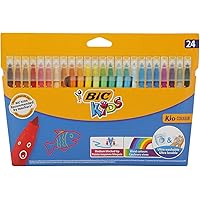 BIC Kids Filzstifte Kid Couleur, zum Malen in 24 auswaschbaren Farben, mit stabiler Spitze, im Karton Etui, ab 5 Jahre
