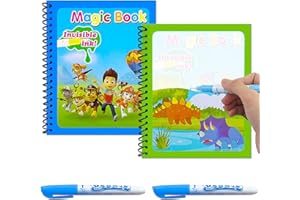 VAVICRAP Wassermalbuch Kinder, 2 Stück Magisches Malbücher mit Wasserstift, Magisches Wasser Malbuch Zeichenbuch Spielzeug, Wiederverwendbares Wasserbuch für Kinder Geschenk