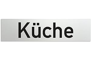 Kinekt3d Leitsysteme Sign, door sign, 160 x 40 x 1.5 mm, anodised aluminium, surface in polished stainless steel look, 100% made in Germany (kitchen)