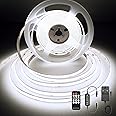 BERIXDEEP COB LED Strip Cool White 5m, 480LEDs/M, High Brightness 8mm LED Tape with Remote and Power Supply, DC24V, CRI>92, Dotless LED Strip Lights for Kitchen, Under Cabinet, Wardrobe, 6000K
