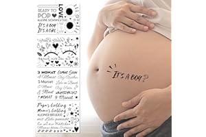RNAIRNI 60 Babybauch Tattoos, Fake Temporäre Tattoos Für Schwangerschaftsbauch Fotoshooting, Meilenstein Tattoo Schwangerschaft Geschenke, Mami-Countdown-Body-Tattoos. Vegan, hautfreundlich umweltfreundlich