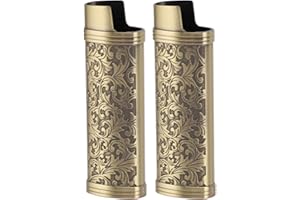 ZJCHAO Cover per Accendino Vintage, Custodia in Lega di Zinco Elegante e Resistente, Protegge L'accendino Bic Dai Graffi, Si Adatta Ad Accendini di Dimensioni Standard, Ottimo per gli