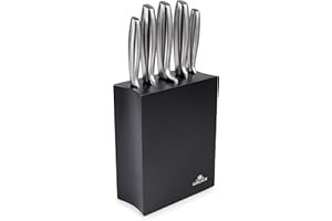 ‎GERLACH Gerlach Modern Zestaw Noży W Bloku Z Drewna Bukowego Do Kuchni 5 rodzajów Ostrza Stal Nierdzewna Drewno Bukowe Nóż Kuchenny Szefa Do Chleba Jarzyn