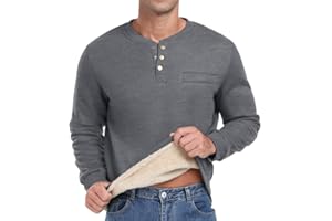 Sailwind Herren Henley Sweatshirts Mit Plüsch Waffel Langarm T Shirt Warm Thermo-Oberteile Lässiger Winter Pullover Sweater Für Männer