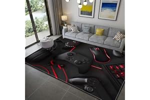 PEIHUODAN Tappeti per Bambini 3D Videogiochi Soggiorno Camera da Letto Tappeto Antiscivolo Ragazzo Ragazza Gamers Zona di Gioco Tappetino Corridoio, Cucina, Soggiorno Rugs Gamepad (Nero,120 x 160 cm)