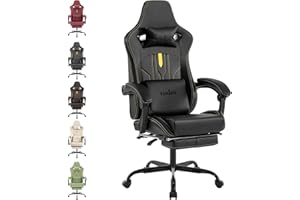 SUKIDA krzesło do gier, ergonomiczne krzesło komputerowe z podnóżkiem, krzesło biurowe, ergonomiczne krzesło komputerowe z podparciem lędźwiowym, czarne