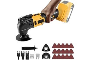 LIROPAU Herramienta Oscilante para Dewalt batería 20 V, herramienta oscilante multifuncional sin escobillas con 6 velocidades con 23 accesorios para cortar, tallar, lijar y taladrar, sin batería