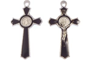 R. HEAVEN 5cm Black St. Benedict Cross with Raised Jesus Crucifix