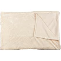 Plaid Flanelle Damier Blanc/Beige 120x150cm - Décoration Canapé Ou Lit, Doux Et Lavable