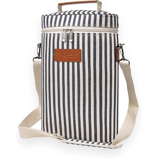 Sac Isotherme Rafraîchisseur à Vin & Champagne 2 Bouteilles – Transport Pique-Nique & Voyage – Intirilife Kaki