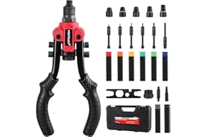 Pince a Rivet,Pince à Rivets Pop, 3 in 1 Pince Rivet,Kit de Pince a Rivet Professionnelle ecrou avec 6 Metric Mandrins (M3, M4, M5, M6, M8, M10) Rivet Nut Gun, 2 Mandrins d'alésage