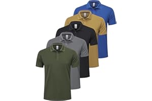 ZENGVEE 1 or 5 Pack Men's Polo Shirts Breathable Quick-Dry Moisture Wicking Workout Golf Gym Sport Polo T Shirts Casual Collared Tennis Top