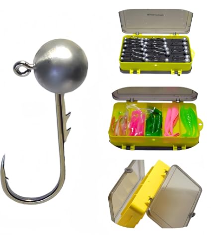 Reaction Tackle Tungsten Mushroom Head Ned Rig Jig Heads - Weedless Finesse Jigs For Bass Fishing (5-Pack, 1/4oz Green Pumpkin) - View #12