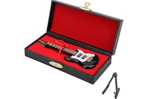‎TOMOTATO Tomotato Miniatur Gitarren Modell, 12x4x1.5cm Holz E-Gitarre Ornamente mit Ständer und Display Aufbewahrungsbox für Musikinstrument Sammlung Puppenhaus Zubehör