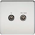Knightsbridge SF0160PC (Tv & Fm Dab) Screwless Screened Diplex Outlet, Polished Chrome