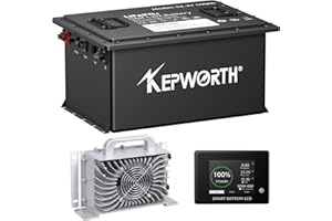 KEPWORTH 48V 100Ah LiFePO4, batteria per carrello da golf, 200A BMS, massimo 15000 cicli di batteria al litio a ciclo profondo, con monitor della batteria, Caricabatterie 20A