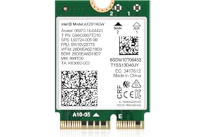 NICGIGA Tarjeta inalámbrica WiFi 6 Intel AX201 NGW. Compatible con protocolo CNVio2 y CPU Intel 10/11/12/13ª generación, Bluetooth 5.2, 2400 Mbps, adaptador de red para soporte portátil Windows 10/11 (64
